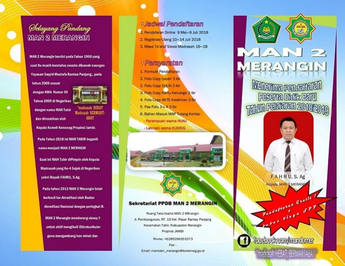 MAN 2 MERANGIN SIAP MENERIMA PENDAFTARAN PESERTA DIDIK BARU 2018/2019